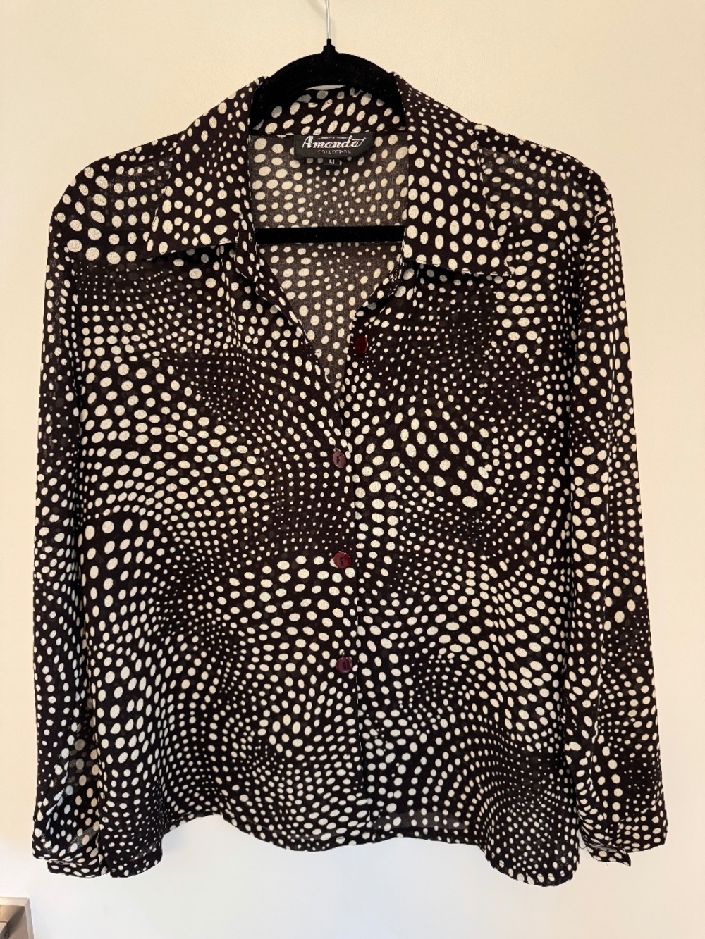 Vintage Brown Abstract Polka Dot Blouse